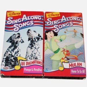 Disney Sing Along Songs VHS Mulan & 101 Dalmatians Lot Of 2